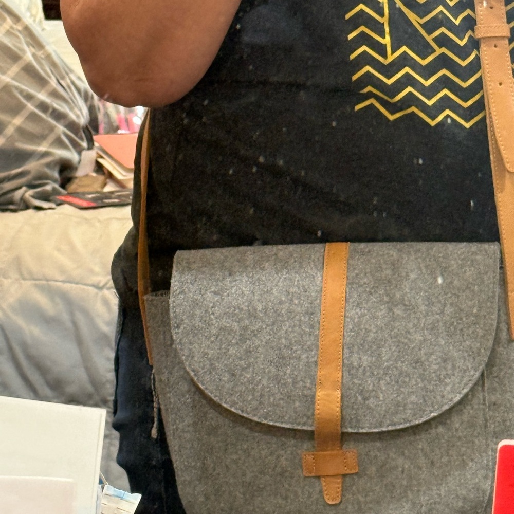 Gray and Tan Women's Crossbody Bag - Picture 5 of 5